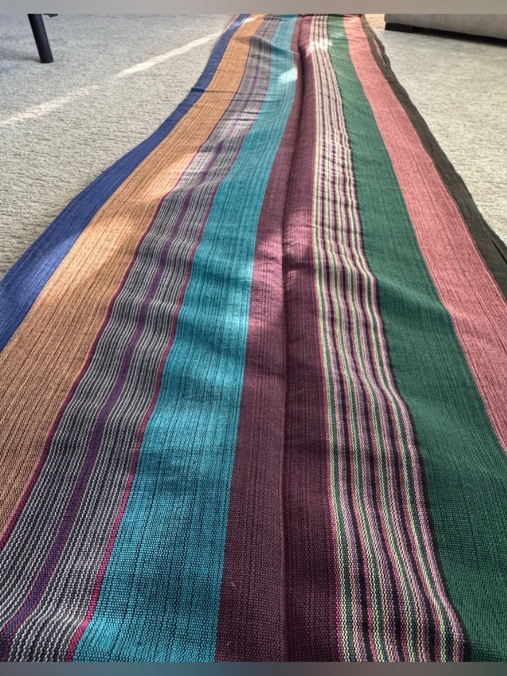 Hand Woven Artisanal Cotton Hammock Colorful Boho Striped Salvadoran Style - Picture 2 of 7
